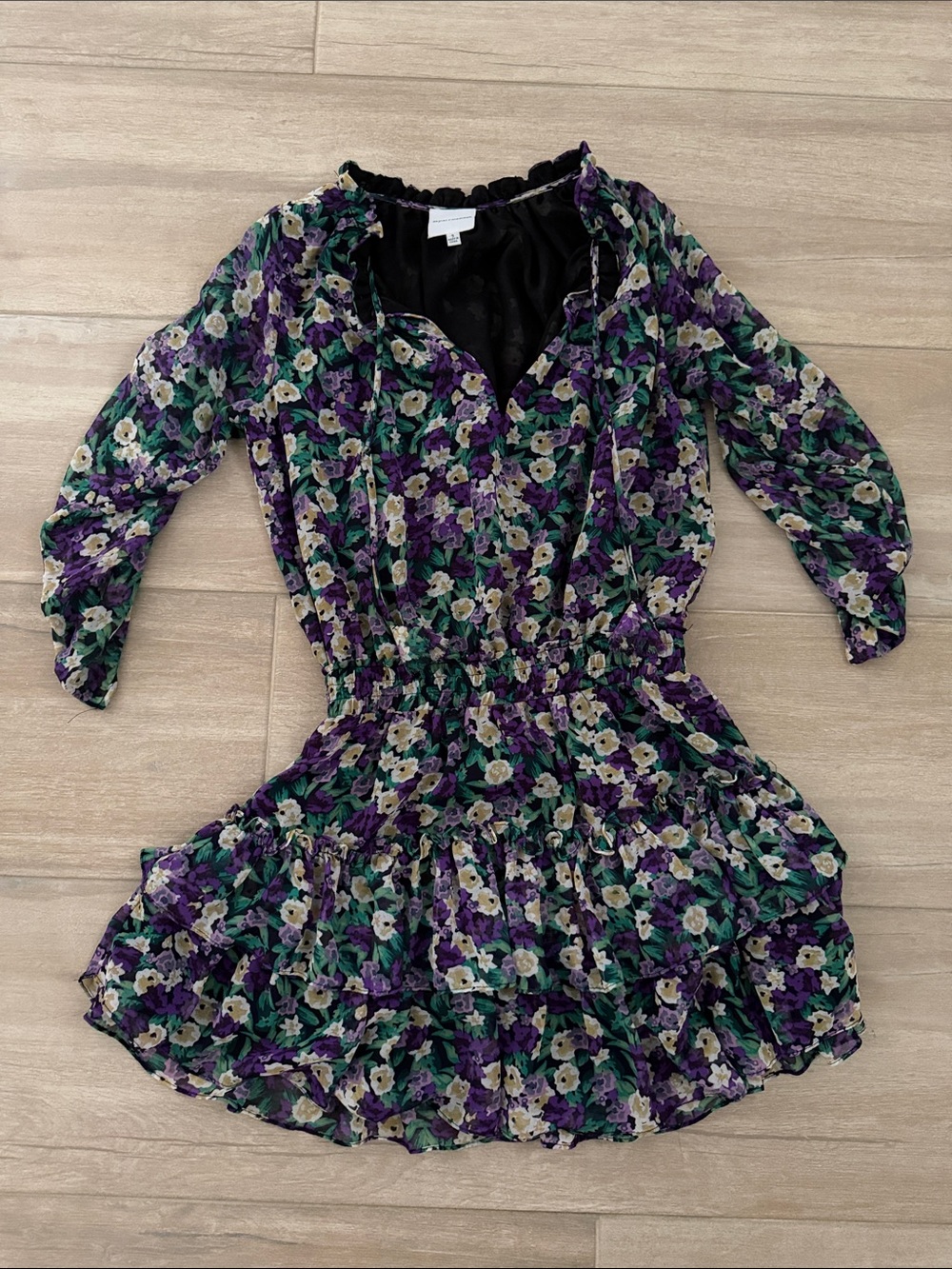 Floral Tiered Ruffle Women’s Dress - Purple Multi